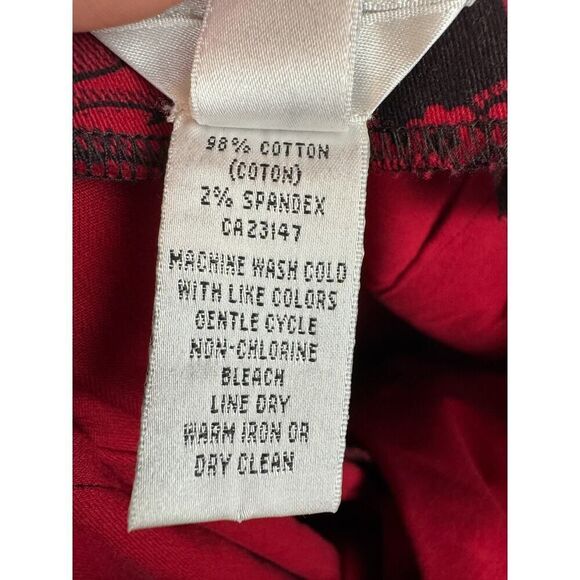 TALBOTS Petites floral black red cotton stretch cropped capri pants size 14P - Picture 8 of 9